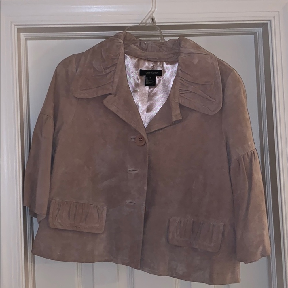 Super cute pink suede crop jacket